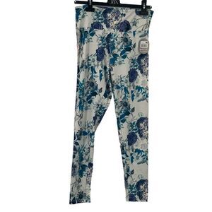 Bally Total Fitness Women's‎ 27" Ankle Leggings Gray Blue Purple Floral Size L
